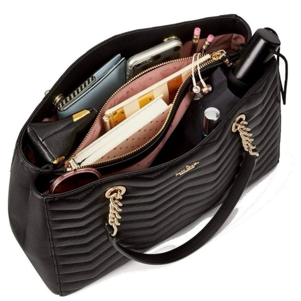 kate spade Black Quilted Chevron Tote with Gold Hardware - Picture 9 of 9